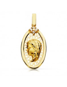 9K MEDALLA ORO AMARILLO VIRGEN NIÑA 27X15 MM