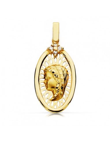 9K MEDALLA ORO AMARILLO VIRGEN NIÑA 27X15 MM