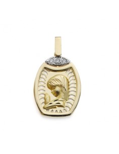 9K MEDALLA ORO AMARILLO VIRGEN NIÑA 24X16 MM