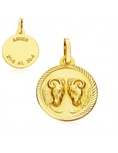 9K HOROSCOPO ORO AMARILLO DISCO 16 MM ARIES