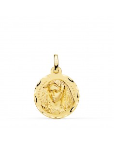 9K MEDALLA ORO AMARILLO VIRGEN MACARENA TALLADA 18 MM