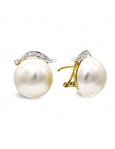 18K PENDIENTES ORO AMARILLO Y PERLA SINTETICA RAMA 16MM.