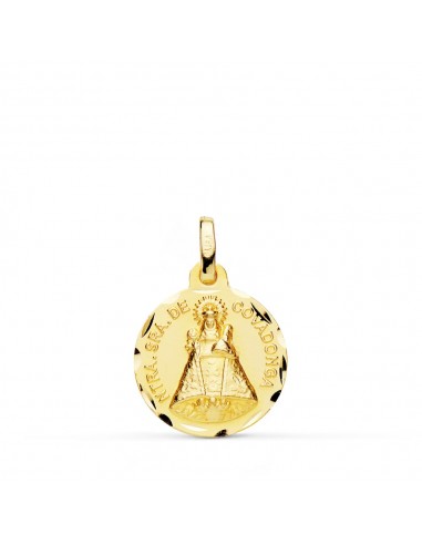 9K MEDALLA ORO AMARILLO DE LA VIRGEN DE COVADONGA 18 MM TALLADA