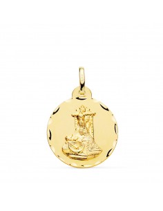 9K MEDALLA ORO AMARILLO VIRGEN DE LAS ANGUSTIAS TALLADA 20 MM