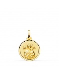 9K MEDALLA ORO AMARILLO VIRGEN PERPETUO SOCORRO BISEL 16 MM