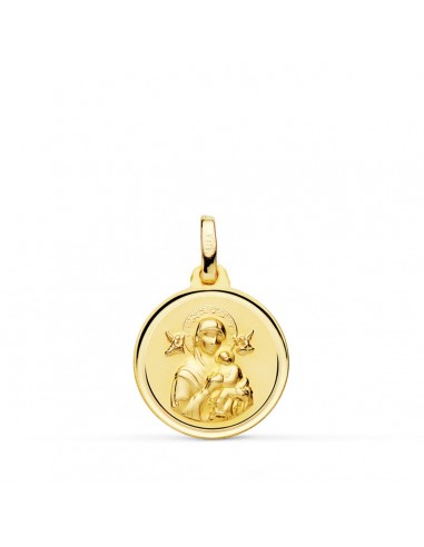 9K MEDALLA ORO AMARILLO VIRGEN PERPETUO SOCORRO BISEL 16 MM