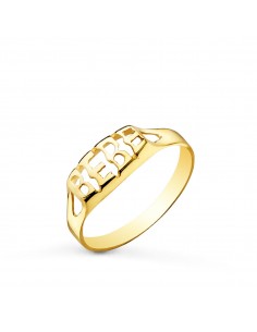 9K SELLO ORO AMARILLO PALABRA BEBE CALADA. ANCHO: 4 MM