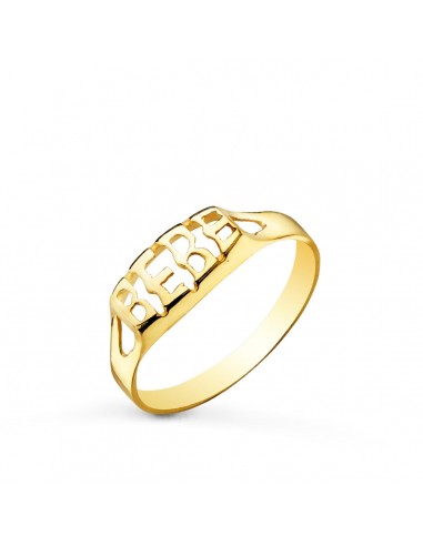 9K SELLO ORO AMARILLO PALABRA BEBE CALADA. ANCHO: 4 MM
