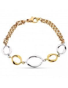 9K PULSERA TRICOLOR HUECA 19CM