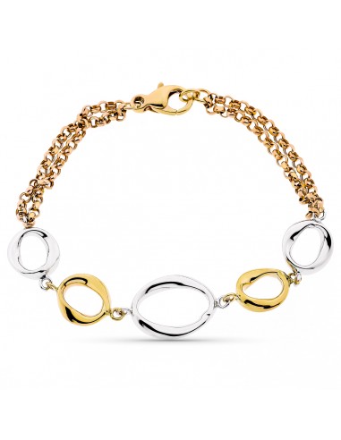 9K PULSERA TRICOLOR HUECA 19CM