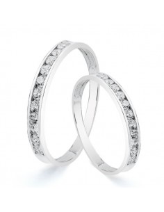 18K ALIANZA CIRCONITAS CARRIL ORO BLANCO 2,5 MM.