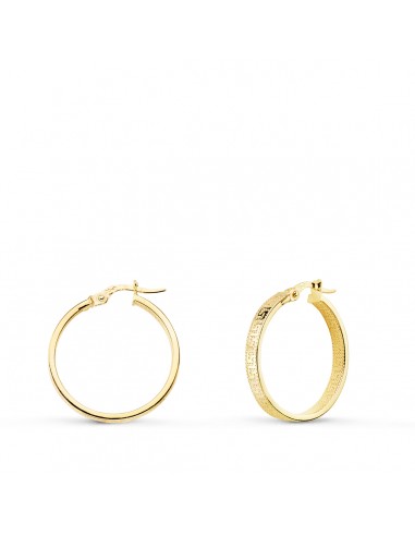9K PENDIENTES ARO HUECOS CON GRECA 23 MM TUBO RECTANGULAR 23 MM X 4MM