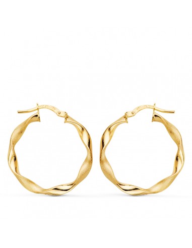 9K AROS ORO AMARILLO HUECOS RETORCIDOS MATE Y BRILLO 24X2.5 MM