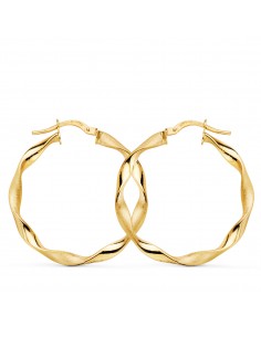 9K AROS ORO AMARILLO HUECOS RETORCIDOS MATE Y BRILLO 29X2.5 MM