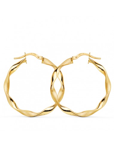 9K AROS ORO AMARILLO HUECOS RETORCIDOS MATE Y BRILLO 29X2.5 MM