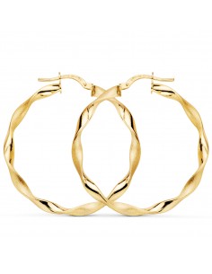 9K AROS ORO AMARILLO HUECOS RETORCIDOS MATE Y BRILLO 35 X 2.75 MM