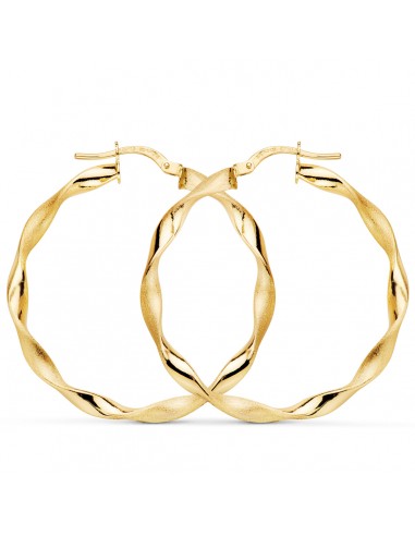 9K AROS ORO AMARILLO HUECOS RETORCIDOS MATE Y BRILLO 35 X 2.75 MM