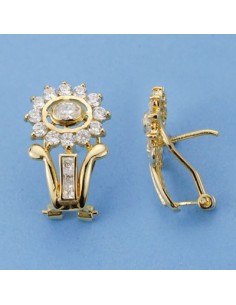 18K PENDIENTES ORO AMARILLO CIRCONITAS. 20 X 12 MM.