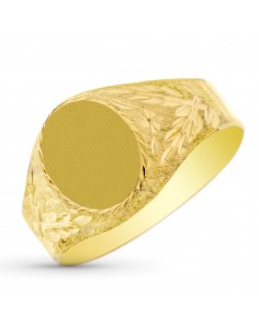 9K SELLO ORO AMARILLO CADETE OVAL LATERAL TALLADO. ZONA GRABADO: 12 X 9 5 MM