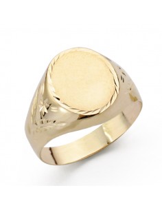 9K SELLO ORO AMARILLO HUECO OVAL LATERAL TALLADO. ZONA GRABADO: 12X10 MM