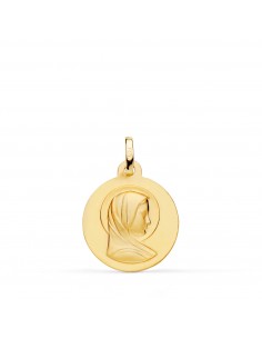 9K MEDALLA ORO AMARILLO MARIA FRANCESA PERFIL MATIZADA 16 MM