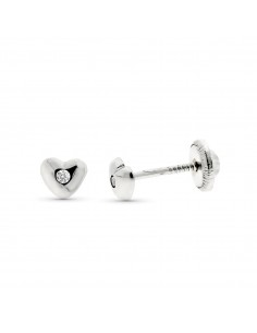 9K PENDIENTES ORO AMARILLO CORAZON DIAMANTES 0.016 CTS SI-H 4 MM TUERCA