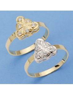 18K SORTIJA CIRCONITAS ORO BLANCO Y ORO AMARILLO