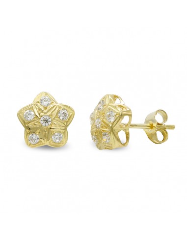 18K PENDIENTES ORO AMARILLO ESTRELLA Y CIRCONITAS