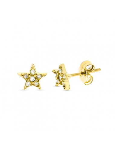 9K PENDIENTES ORO AMARILLO ESTRELLA DIAMANTES 0.06 CTS SI-H TUER OA 6 MM CIERRE PRESION