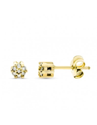 9K PENDIENTES ORO AMARILLO CUAJO DIAMANTES 0.07 CTS SI-H TUERCA