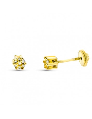 9K PENDIENTES ORO AMARILLO CUAJO DIAMANTES 0.07 CTS SI-H TUERCA