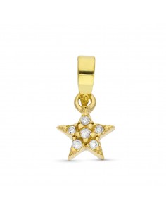 9K COLGANTE MINIMAL ORO AMARILLO ESTRELLA DIAMANTES 0.033 CTS 6 MM