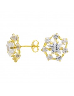 18K PENDIENTES ORO AMARILLO ESTRELLA Y CIRCONITAS