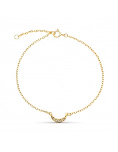 9K PULSERA ORO AMARILLO 16CM EXTENSION 18XM LUNA DIAMANTES 8X4 MM 0.034 CTS
