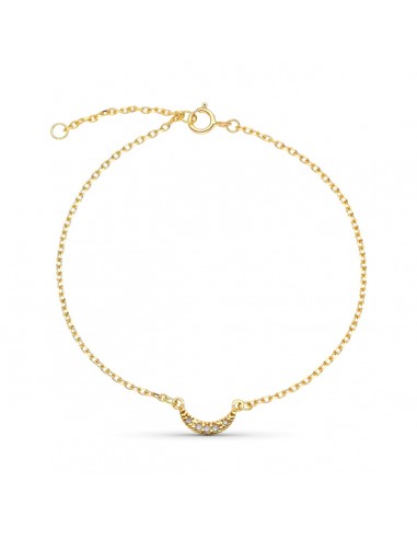 9K PULSERA ORO AMARILLO 16CM EXTENSION 18XM LUNA DIAMANTES 8X4 MM 0.034 CTS