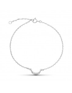 9K PULSERA ORO BLANCO LUNA DIAMANTES 0.034 CTS 18CM REDUCCION A 16CM