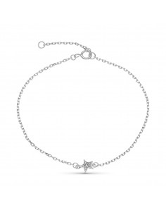 9K PULSERA ORO BLANCO ESTRELLA DIAMANTES 0.033 CTS 18CM REDUCCION 16CM