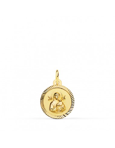 9K MEDALLA ORO AMARILLO VIRGEN PERPETUO SOCORRO BORDE HELICE 12 MM