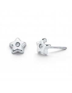 9K PENDIENTES ORO BLANCO DIAMANTES 0.02CTS TUERCA SI-H