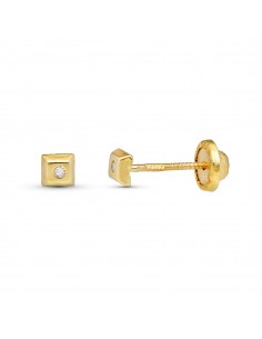 9K PENDIENTES ORO AMARILLO DIAMANTES 0.02K TUERCA SI-H