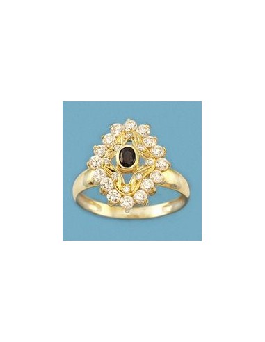 18K SORTIJA ORO AMARILLO CIRCONITAS Y PIEDRA OVAL.