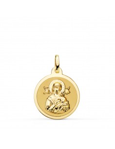 9K MEDALLA ORO AMARILLO VIRGEN DEL PERPETUO SOCORRO BRILLO 18 MM