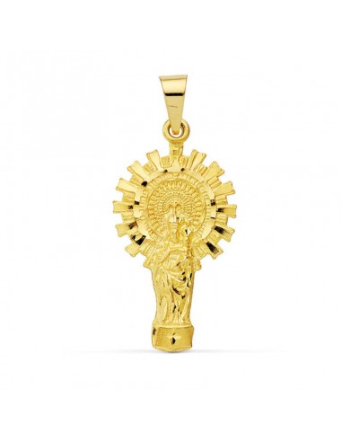 9K MEDALLA ORO AMARILLO VIRGEN DEL PILAR SILUETA 32X17 MM
