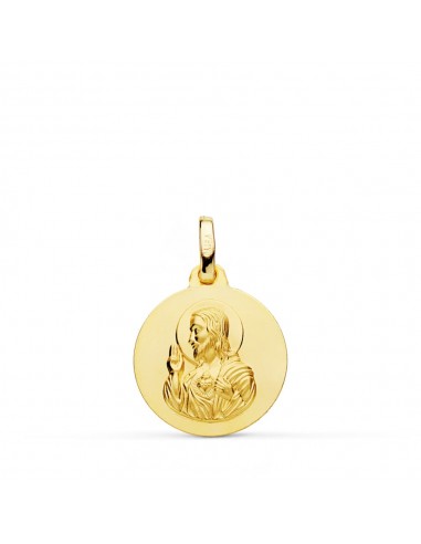 9K MEDALLA ORO AMARILLO CORAZON DE JESUS LISO 14 MM