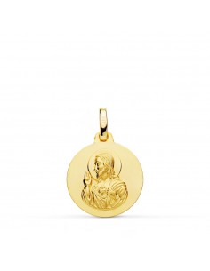 9k MEDALLA ORO AMARILLO CORAZON DE JESUS LISO 16 MM