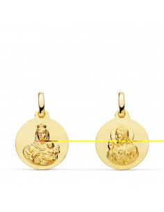 9K ESCAPULARIO ORO AMARILLO LISO VIRGEN DEL CARMEN CORAZON DE JESUS 14 MM
