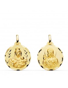 9K ESCAPULARIO ORO AMARILLO VIRGEN CARMEN Y CORAZON JESUS 18MM 1.65G