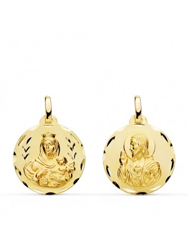 9K ESCAPULARIO ORO AMARILLO VIRGEN CARMEN Y CORAZON JESUS 18MM 1.65G