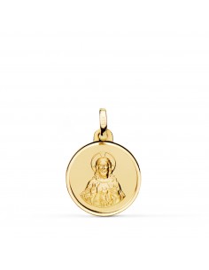 9K MEDALLA ORO AMARILLO CORAZON JESUS BISEL 16 MM