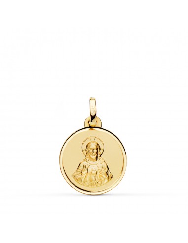 9K MEDALLA ORO AMARILLO CORAZON JESUS BISEL 16 MM